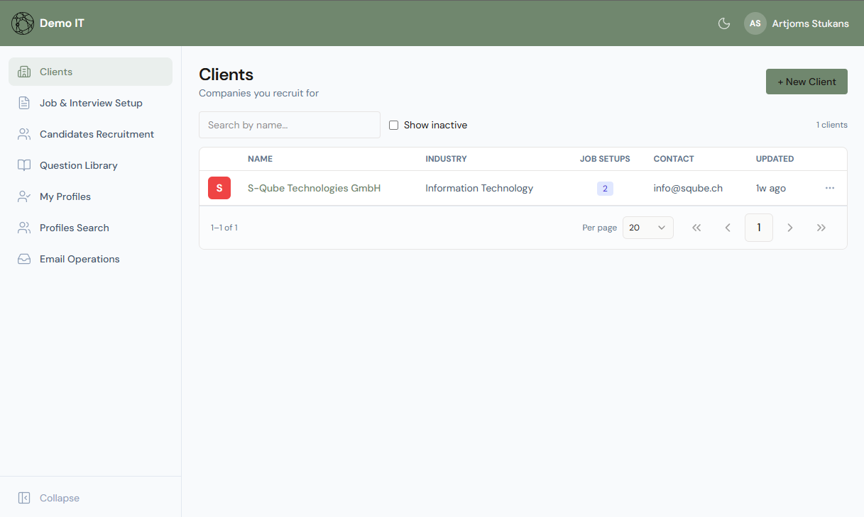 TestMeAI clients — companies you recruit for
